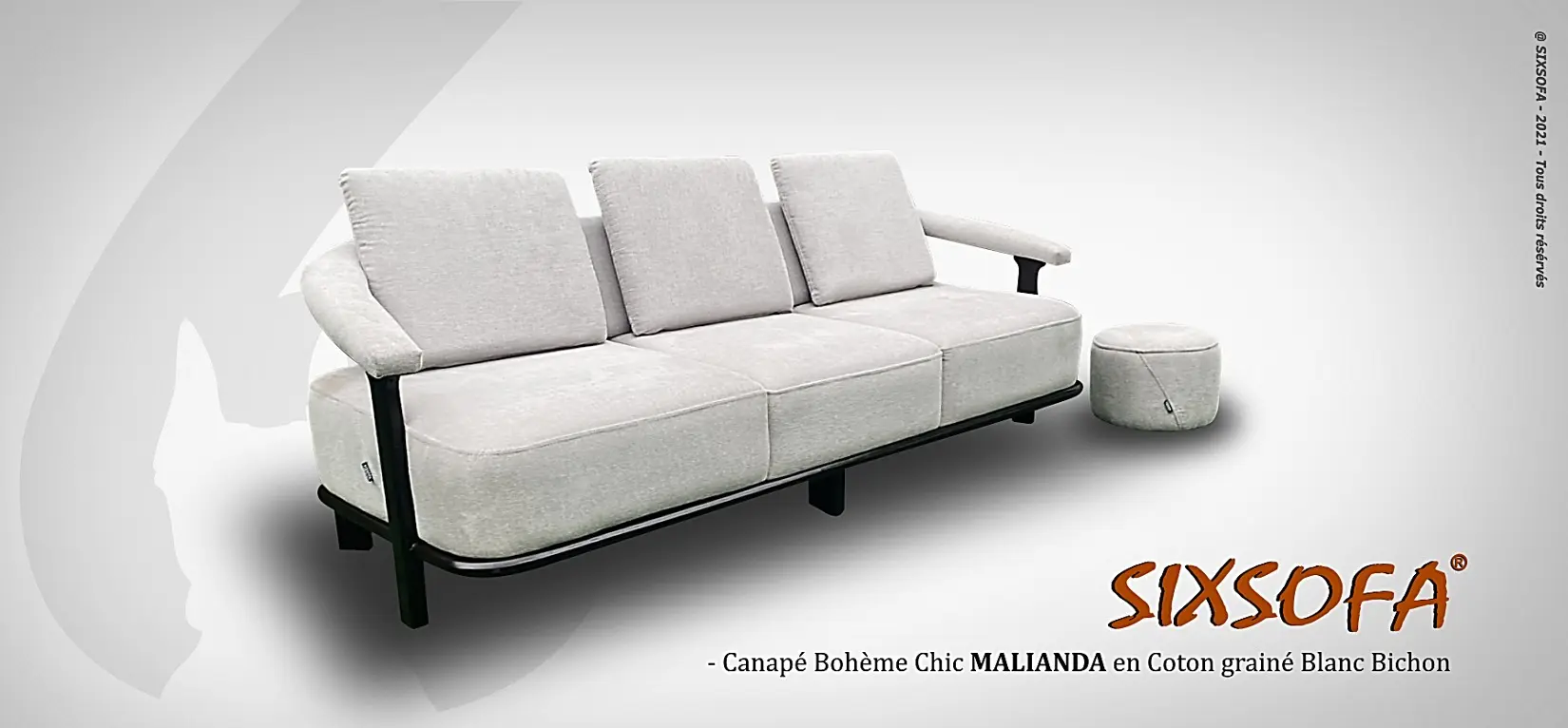 SIXOFA Canapé Bohème chic Malianda en coton grainé