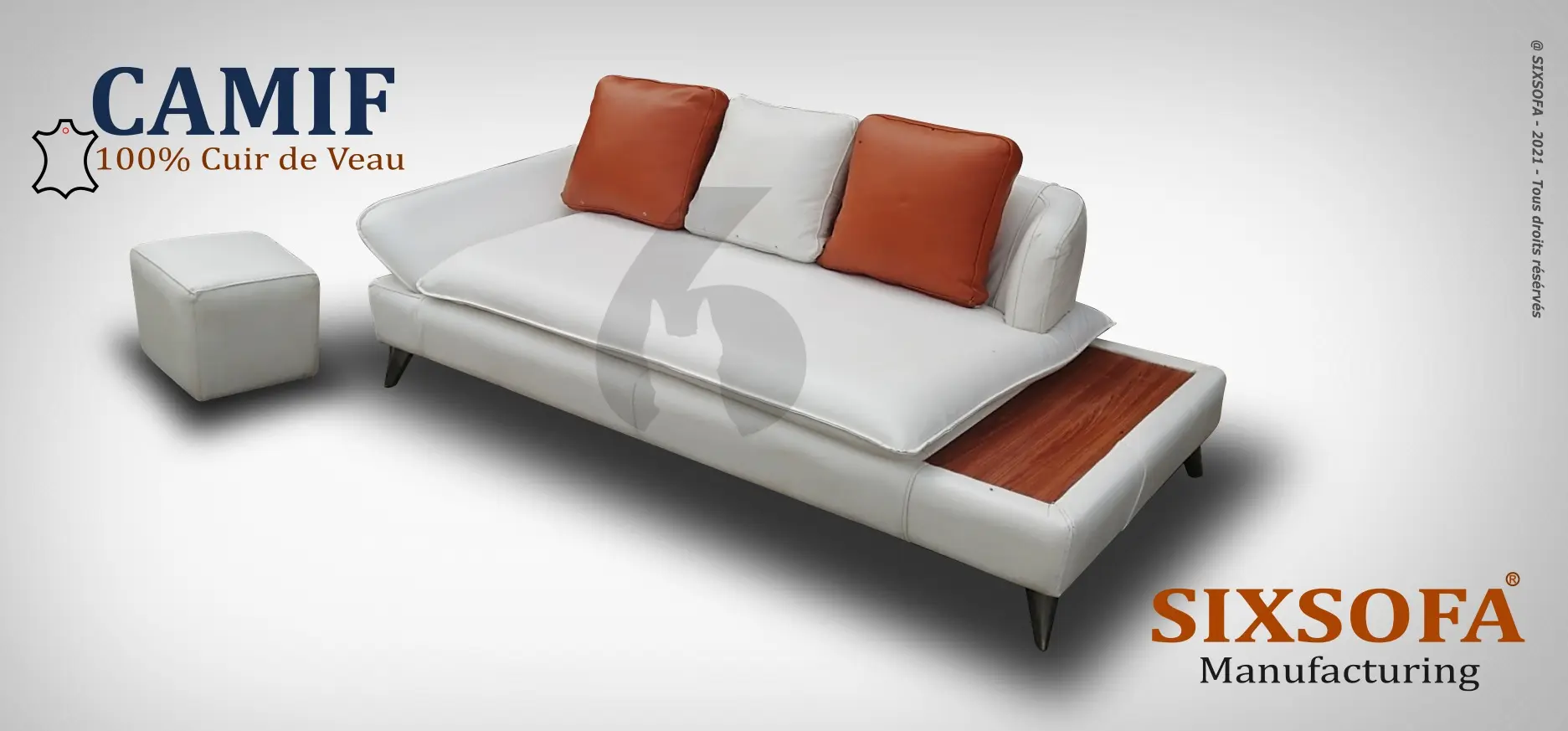 SIXOFA Canapé CAMIF 100% Cuir de veau
