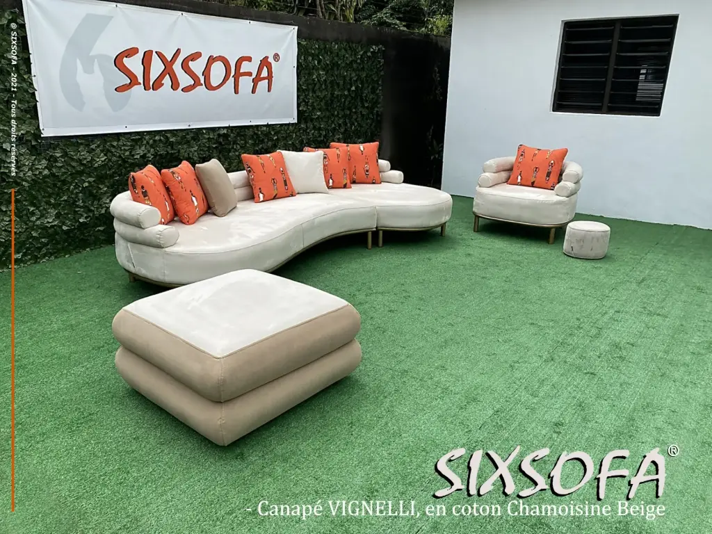 Canapé VINGNELLI en coton Camoisine beige